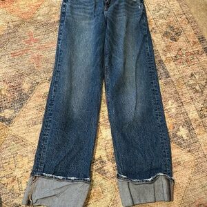 American Eagle Wide-Leg Cuffed Jeans
